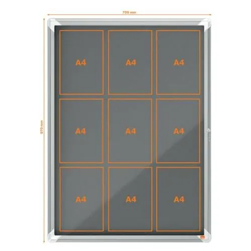 NOBO Vitrine d'affichage porte battante Premium Plus - feutre gris - 9 x A4 - 1915330 – Image 3