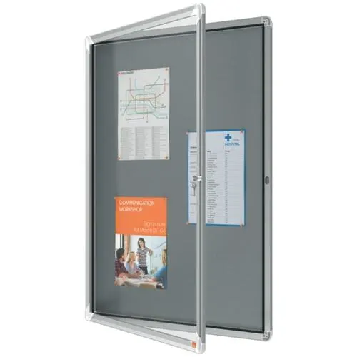 NOBO Vitrine d'affichage porte battante Premium Plus - feutre gris - 9 x A4 - 1915330 – Image 4
