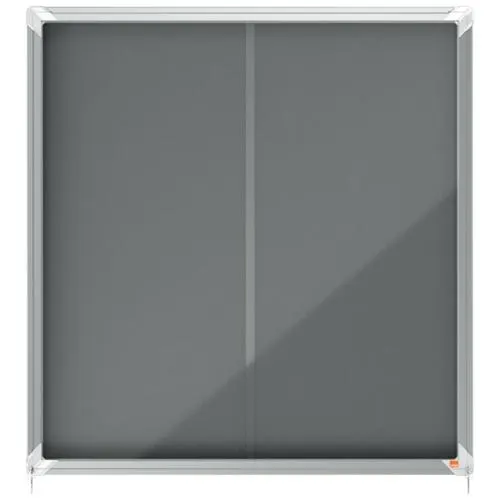 NOBO Vitrine d'affichage porte coulissante Premium Plus - feutre gris - 12 x A4 - 1915337