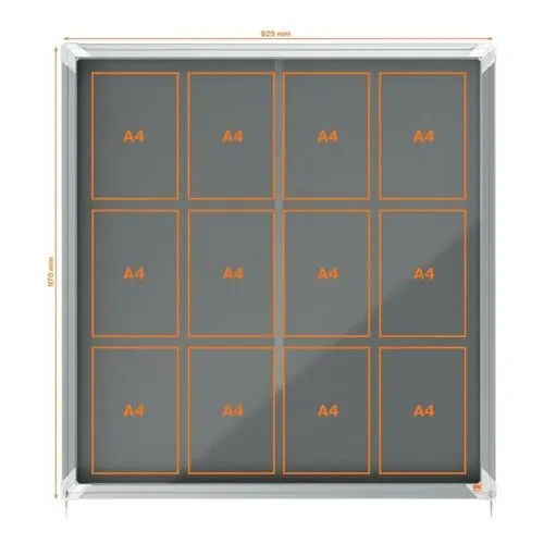 NOBO Vitrine d'affichage porte coulissante Premium Plus - feutre gris - 12 x A4 - 1915337 – Image 3