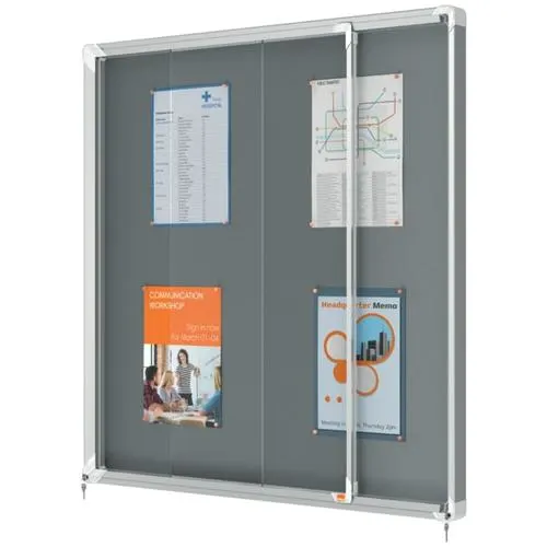 NOBO Vitrine d'affichage porte coulissante Premium Plus - feutre gris - 12 x A4 - 1915337 – Image 4