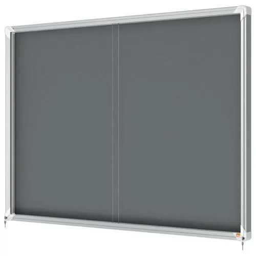 NOBO Vitrine d'affichage porte coulissante Premium Plus - feutre gris - 18 x A4 - 1915338