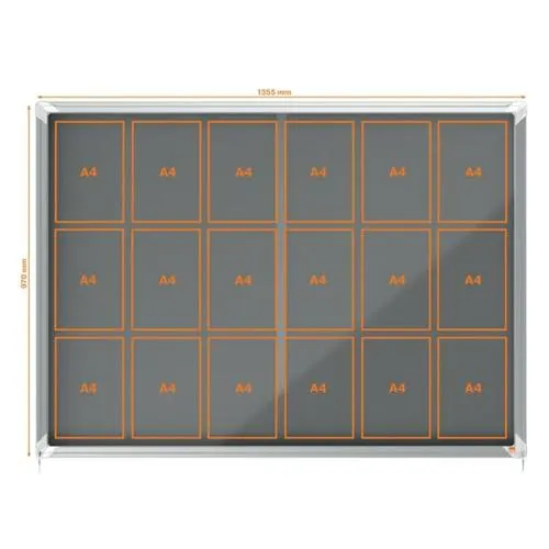 NOBO Vitrine d'affichage porte coulissante Premium Plus - feutre gris - 18 x A4 - 1915338 – Image 3