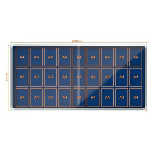 NOBO Vitrine d'affichage porte coulissante Premium Plus - feutre bleu - 27 x A4 - 1915335 – Image 3