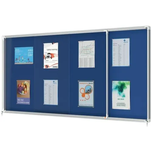 NOBO Vitrine d'affichage porte coulissante Premium Plus - feutre bleu - 27 x A4 - 1915335 – Image 4