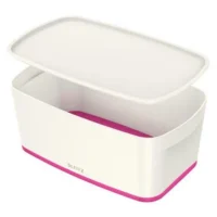 LEITZ Boîte MYBOX small avec couvercle en ABS. Coloris Blanc fond Rose