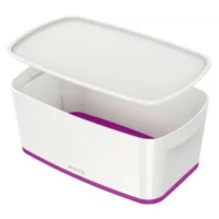 LEITZ Boîte MYBOX small avec couvercle en ABS. Coloris Blanc fond Violet