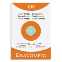 EXACOMPTA Etui de 100 fiches bristol non perforées 105x148mm (A6) quadrillées 5x5 assortis