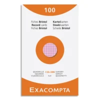 EXACOMPTA Etui de 100 fiches bristol non perforées 125x200mm quadrillées 5x5 assortis