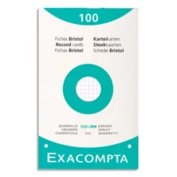 EXACOMPTA Etui de 100 fiches bristol perforées 125x200mm quadrillées 5x5 Blanc