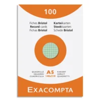 EXACOMPTA Etui de 100 fiches bristol non perforées 148x210mm (A5) quadrillées 5x5 assortis