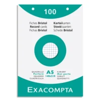 EXACOMPTA Etui de 100 fiches bristol perforées 148x210mm (A5) 5x5 Blanc