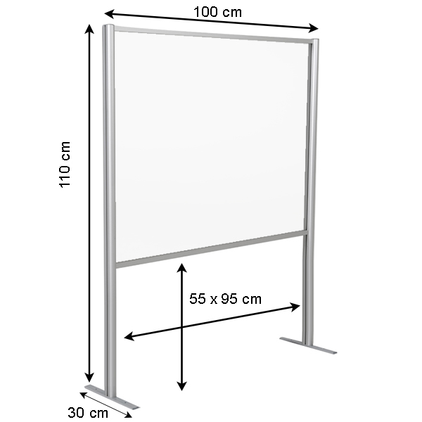 Cloison écran de protection plexiglass/alu h 110 x l 100 cm – Image 3