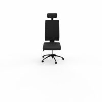 Siège Opus - mécanisme synchrone réglable en intensité avec profondeur d'assise réglable et têtière - assise et dossier tissu Bondaï  noir - piètement nylon noir - Roulettes pour sol souple