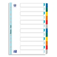 OXFORD Intercalaire en carte Blanche 170g, 12 positions renforcées mylar, format A4+. Coloris assortis