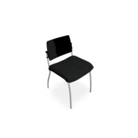 Chaise Inventiv 4 pieds finition gris aluminium revêtement tissu noir - dossier avec contre-coque noire
