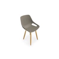 Chaise 4 pieds Rosalie sans placet - Pied hêtre multipli vernis naturel - Assise polypropylène gris