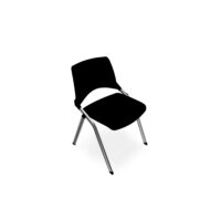 Chaise Emi dossier assise fixe polypropylène noir sans accoudoirs sans accroche 4 pieds métal chromé