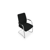 Lot de 2 chaises luge Isabel haut dossier tissu Bondaï noir piètement métal gris aluminium