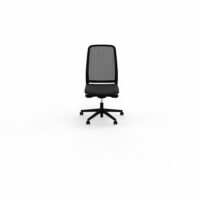 Siège Léon synchrone avec translation d'assise - assise tissu Bondaï  noir - dossier résille noire - cadre noir - piétement nylon noir sur roulettes pour sol dur 50 mm