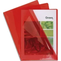 EXACOMPTA Boîte de 100 pochettes coin en PVC 14/100 ème. Coloris Rouge.