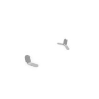Jeu de 2 pieds métal lisse gris aluminium pour cloisons fixes avec boutons associés