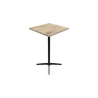 Table indoor Lucie L. 60 cm x l. 60 cm x H. 105 cm mélamine chêne Brunswick pieds métal structuré noir
