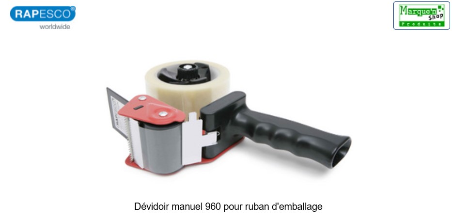 RAPESCO Dévidoir manuel 960 pour ruban d'emballage, noir