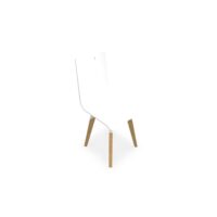 Chaise 4 pieds Evasion avec poignée de préhension - assise et dossier en hêtre multipli blanc - 4 pieds en hêtre naturel vernis massif surmontés d'une structure métal structuré blanc