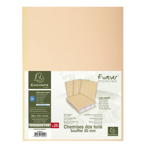 EXACOMPTA Paquet de 25 chemises à dos toilé, carte 320 grammes, dos 3cm, 24x32cm, coloris bulle – Image 3
