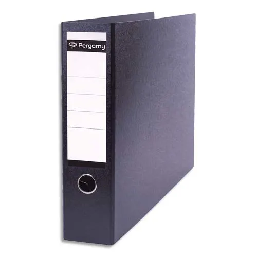 PERGAMY Classeur à levier en carton dos 8cm. Format A3 paysage (à l'italienne). Coloris Noir – Image 2