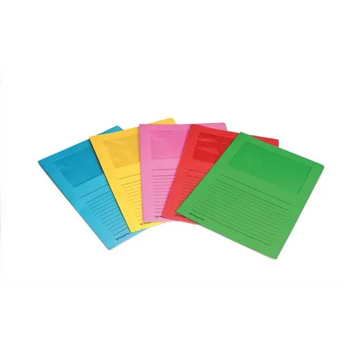 PERGAMY Paquet 100 pochettes coin en carte 120g avec fenêtre. Dimensions 22 x 31 cm. Coloris kraft – Image 2
