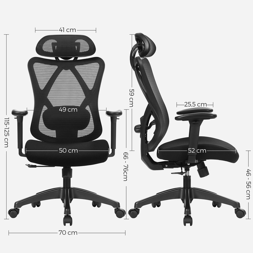 Fauteuil de bureau ergonomique réglable noir – Image 6